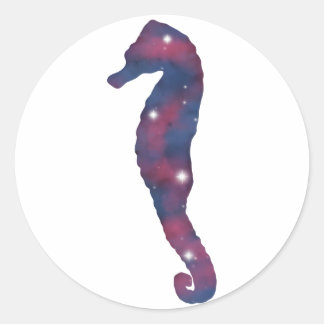 Rond Sticker Dark Seahorse Starscape