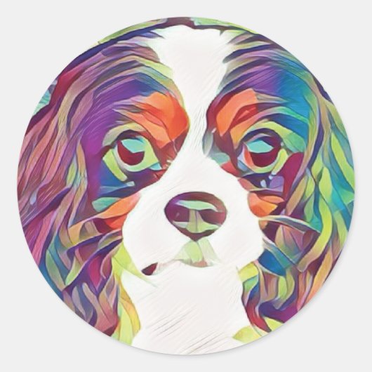 Rond Sticker d'art arc-en-ciel Cavalier King Charles (Devant)