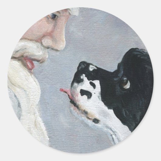 Rond Sticker d'art Cocker Spaniel et Santa Claus (Devant)