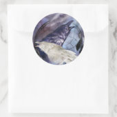 Rond Sticker d'art corbeau blanc (Sac)
