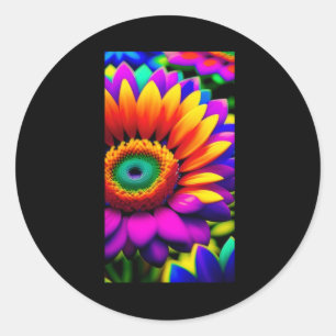 Rond Sticker d'art de tournesol Neon