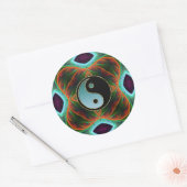 Rond Sticker d'art fractal vert Yin Yang Aqua (Enveloppe)