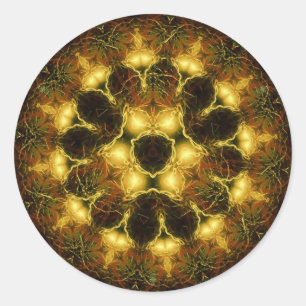 Rond Sticker d'art géométrique Forêt dorée foncée
