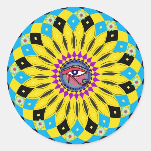 Rond Sticker d'art Mandala Oeil de Horus Sunflower (Devant)