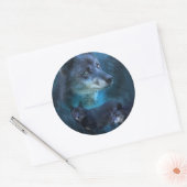Rond Sticker d'art Wolf bleu (Enveloppe)