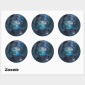 Rond Sticker d'art Wolf bleu (Feuille)