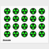 Rond Sticker d'avertissement de rayonnement vert (Feuille)