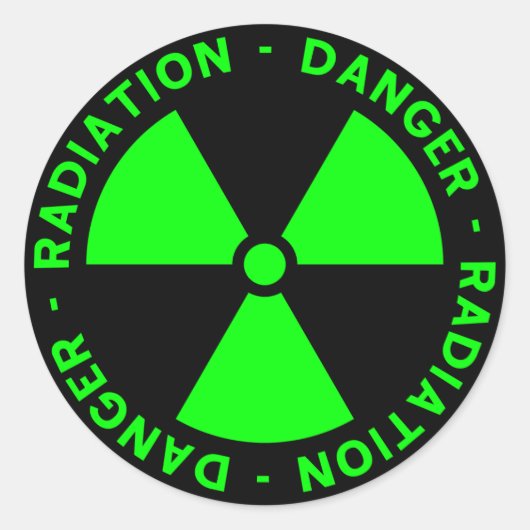 Rond Sticker d'avertissement de rayonnement vert (Devant)