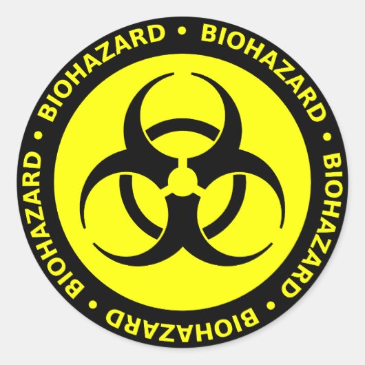 Rond Sticker d'avertissement de risque biologique jaune (Devant)