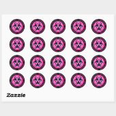 Rond Sticker d'avertissement de risque biologique rose (Feuille)