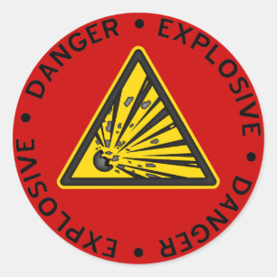 Rond Sticker d'avertissement rouge explosif