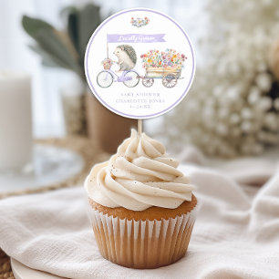Rond Sticker de Baby shower de hérisson pourpre Favoris