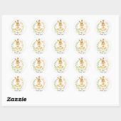 Rond Sticker de Baby shower de lapin doux Favoriser Mer (Feuille)