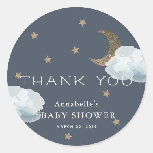 Rond Sticker de Baby shower de nuage Moon Star (Devant)