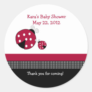 Rond Sticker de Baby shower de Polkadot Ladybug Favoris