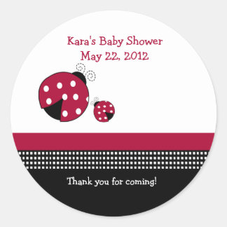 Rond Sticker de Baby shower de Polkadot Ladybug Favoris