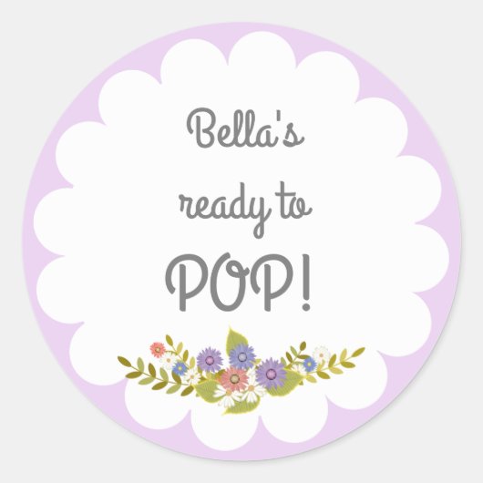 Rond Sticker de Baby shower Lavender White Ready to POP (Devant)