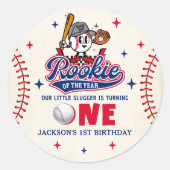 Rond Sticker de base-ball 1er anniversaire de la recrue (Devant)