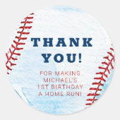 Rond Sticker de baseball Anniversaire Merci Favoriser (Devant)