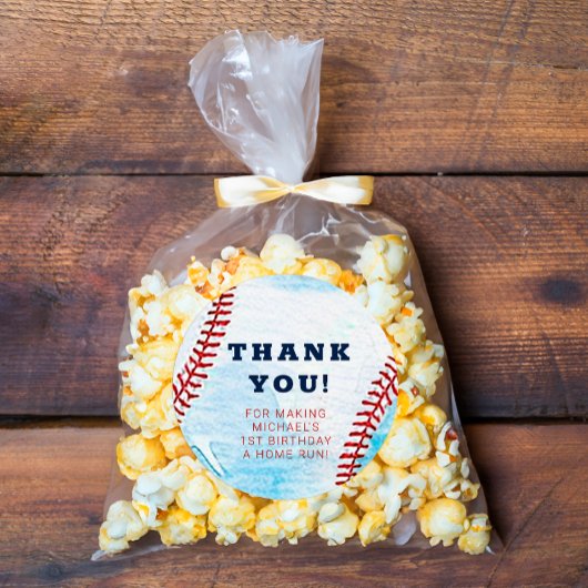 Rond Sticker de baseball Anniversaire Merci Favoriser