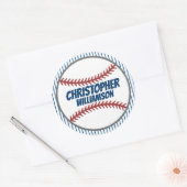 Rond Sticker de baseball de nom personnel (Enveloppe)