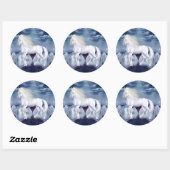 Rond Sticker de beauté blanche Unicorn (Feuille)