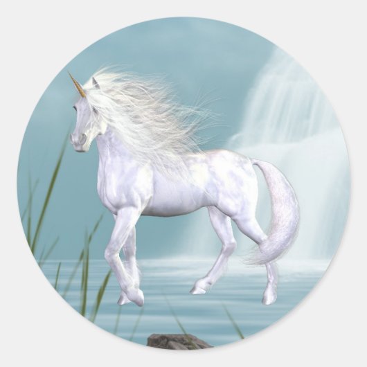 Rond Sticker de beauté blanche Unicorn (Devant)