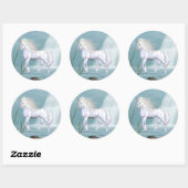 Rond Sticker de beauté blanche Unicorn (Feuille)