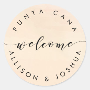 Rond Sticker de bienvenue Apricot Tags pour Sac de bien