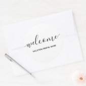 Rond Sticker de bienvenue blanc de location de vacances (Enveloppe)