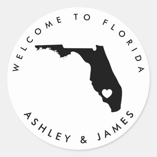 Rond Sticker de bienvenue du Mariage de Floride pour sa (Devant)