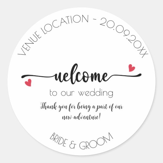 Rond Sticker de bienvenue, Mariage, Fiançailles, Fête (Devant)