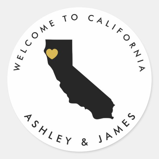 Rond Sticker de bienvenue pour Mariage californien, sac (Devant)
