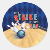 Rond Sticker de Bowling Anniversaire - Garçon (Devant)