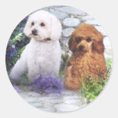 Rond Sticker de caniche Hydrangeas (Devant)