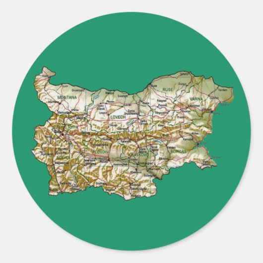 Rond Sticker de carte Bulgarie (Devant)