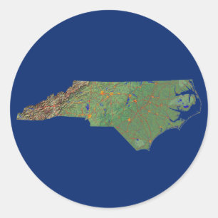 Rond Sticker de carte de la Caroline du Nord