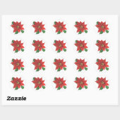 Rond Sticker de carte de voeux Poinsettia (Feuille)