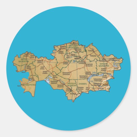 Rond Sticker de carte du Kazakhstan (Devant)