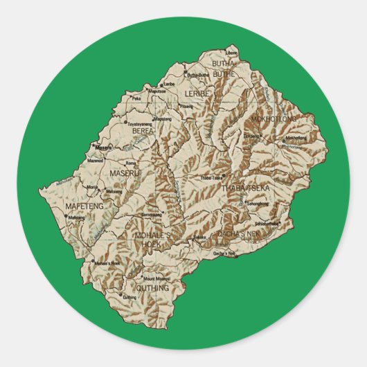 Rond Sticker de carte Lesotho (Devant)