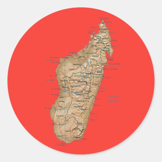 Rond Sticker de carte Madagascar (Devant)