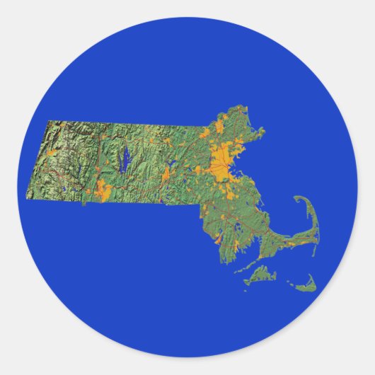Rond Sticker de carte Massachusetts (Devant)