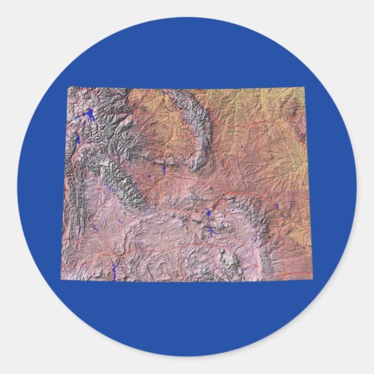 Rond Sticker de carte Wyoming (Devant)