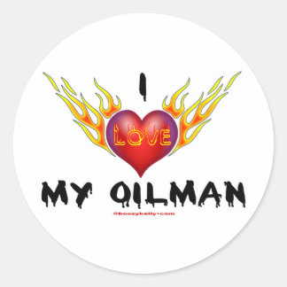 Rond Sticker De Champ D'Huile, J'Aime Mon Oilman
