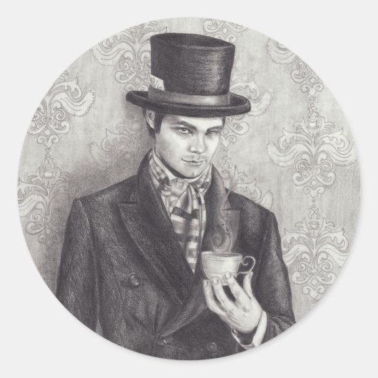 Rond Sticker de chapeau Mad Alice au pays des merveille (Devant)