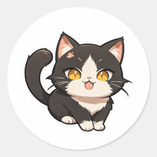 Rond Sticker de chat Chibi