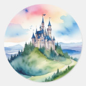Rond Sticker de château d'aquarelle ronde (Devant)