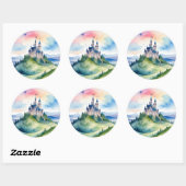 Rond Sticker de château d'aquarelle ronde (Feuille)