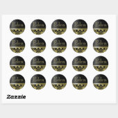 Rond Sticker de chaucer "Eden" (noir/or) (Feuille)