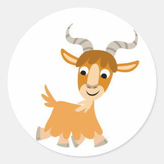 Rond Sticker de chèvre caricaturale mignon